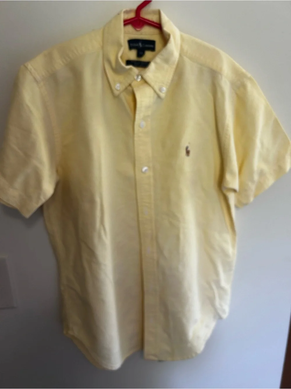 Ralph Lauren Boys Size 12 Short-Sleeve Button-Down Shirt in Pale Yellow